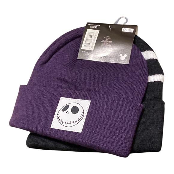 067 NWT Disney The Nightmare Before Christmas 2 Pack Black & Purple Beanie Set - Picture 4 of 10